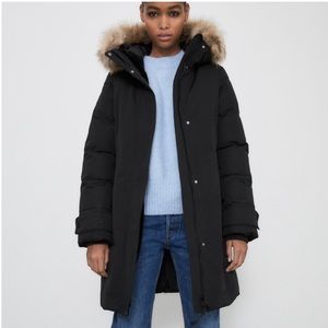 ZARA Black water repellent parka